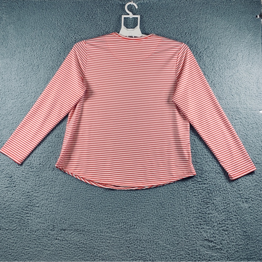 Chico's Zenergy Women's UPF Long Sleeve Top Crew‎ Neck Stripe Orange White 2 - Picture 2 of 10